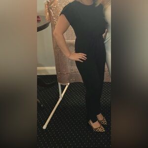 Short sleeve black jumpsuit